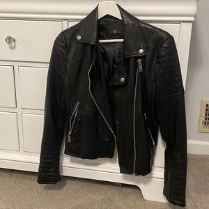Faux leather moto jacket